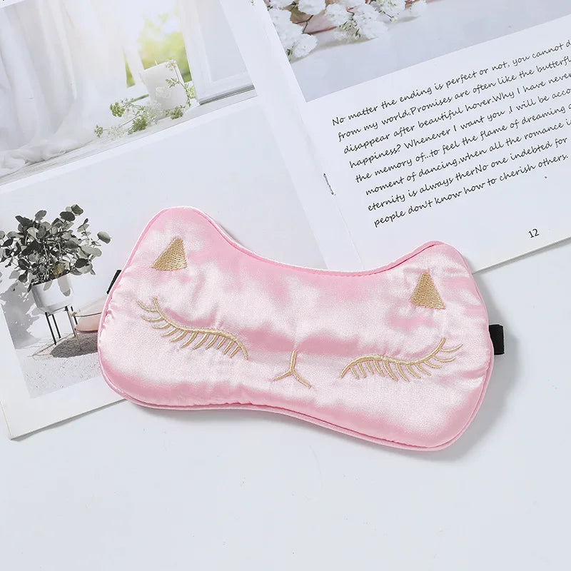 Fox Faux Silk Sleep Eye Mask – Breathable Blindfold for Travel