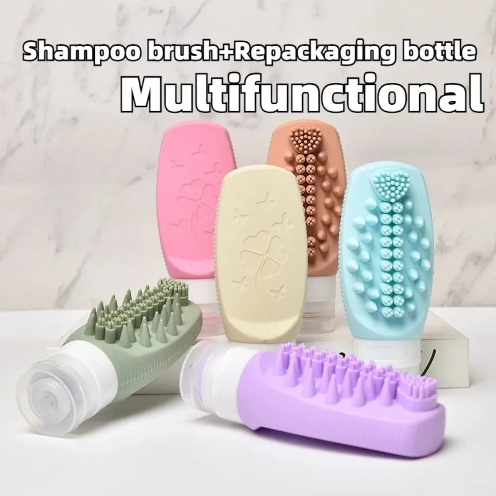 2-in-1 Silicone Travel Bottle & Shampoo Brush | 90ml Refillable