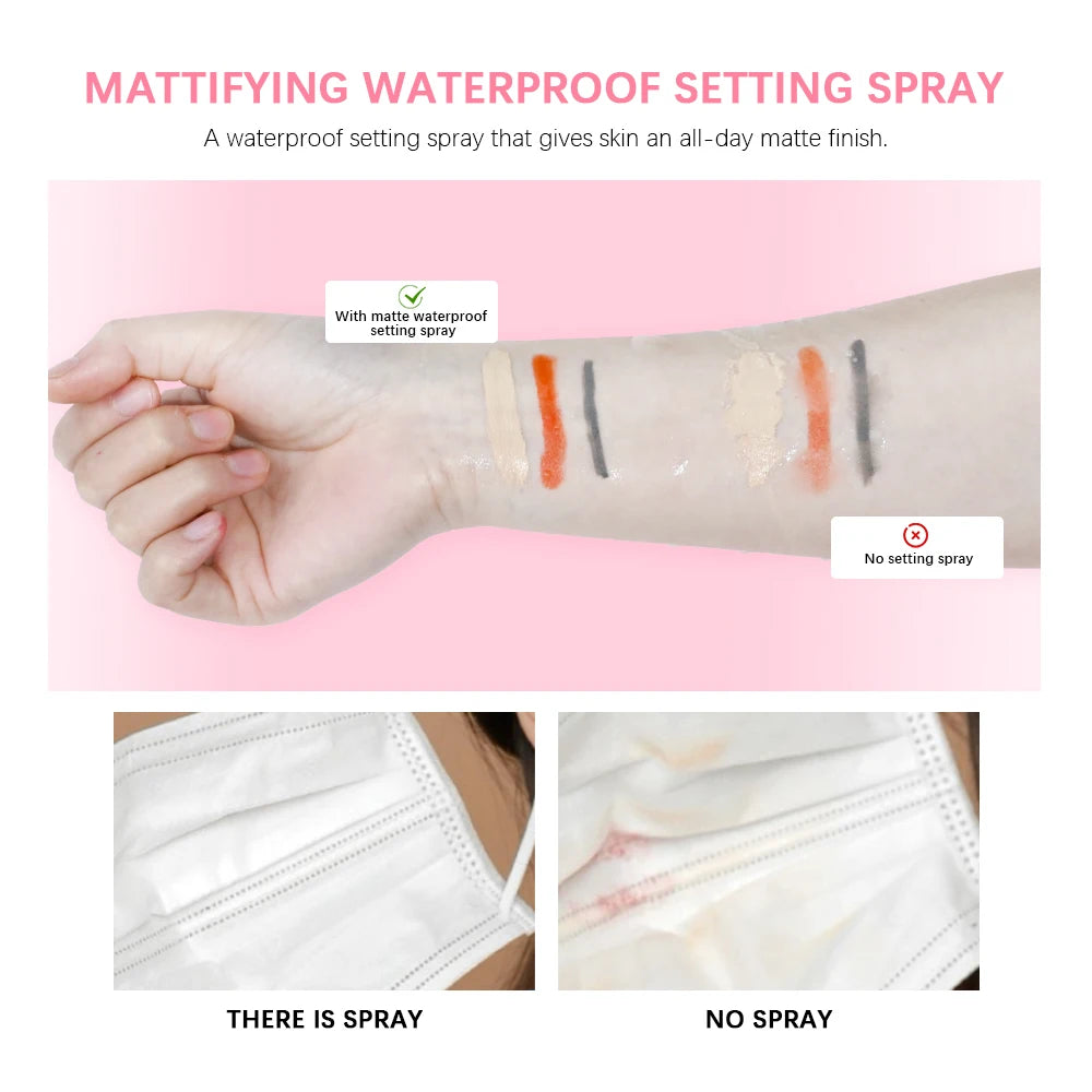 Mattifying Waterproof Setting Spray Glossy Matte Base Makeup Control Oil Non-Sticky Waterproof Make-up Fixer Spray for All Skin Peaceful Pleasures Health and Wellness