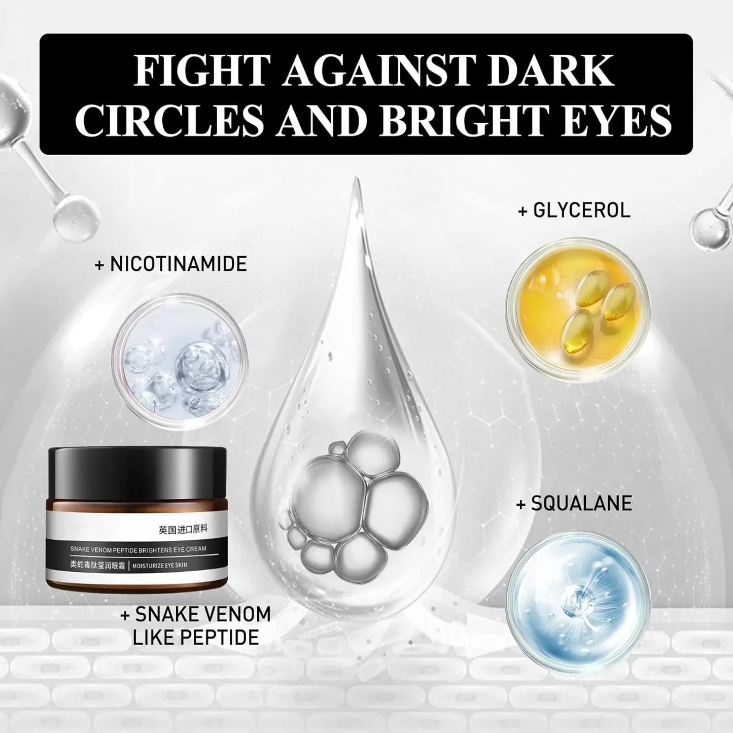 2Pcs Verfons 30G Snake Venom Peptide Eye Cream Smoothes Fine Lines And Dark Eye Cream Instant Removal Of Eye Bags Cream Peaceful Pleasures Health and Wellness