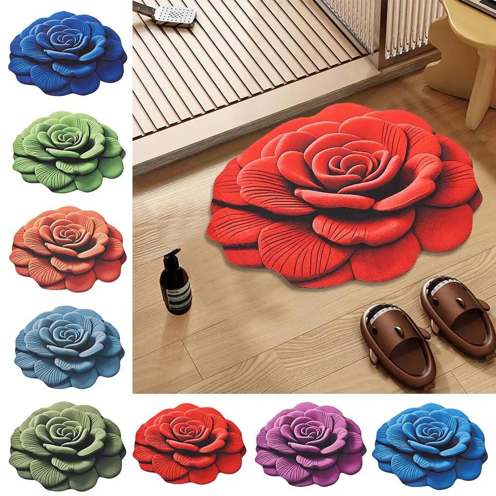 Peony Flower Shaped Non-Slip Floor Mat | Soft Absorbent Rug
