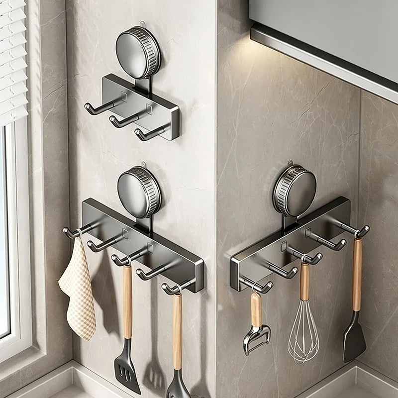No-Drill Suction Cup Hook Set | 5-Hook Door & Cabinet Rack