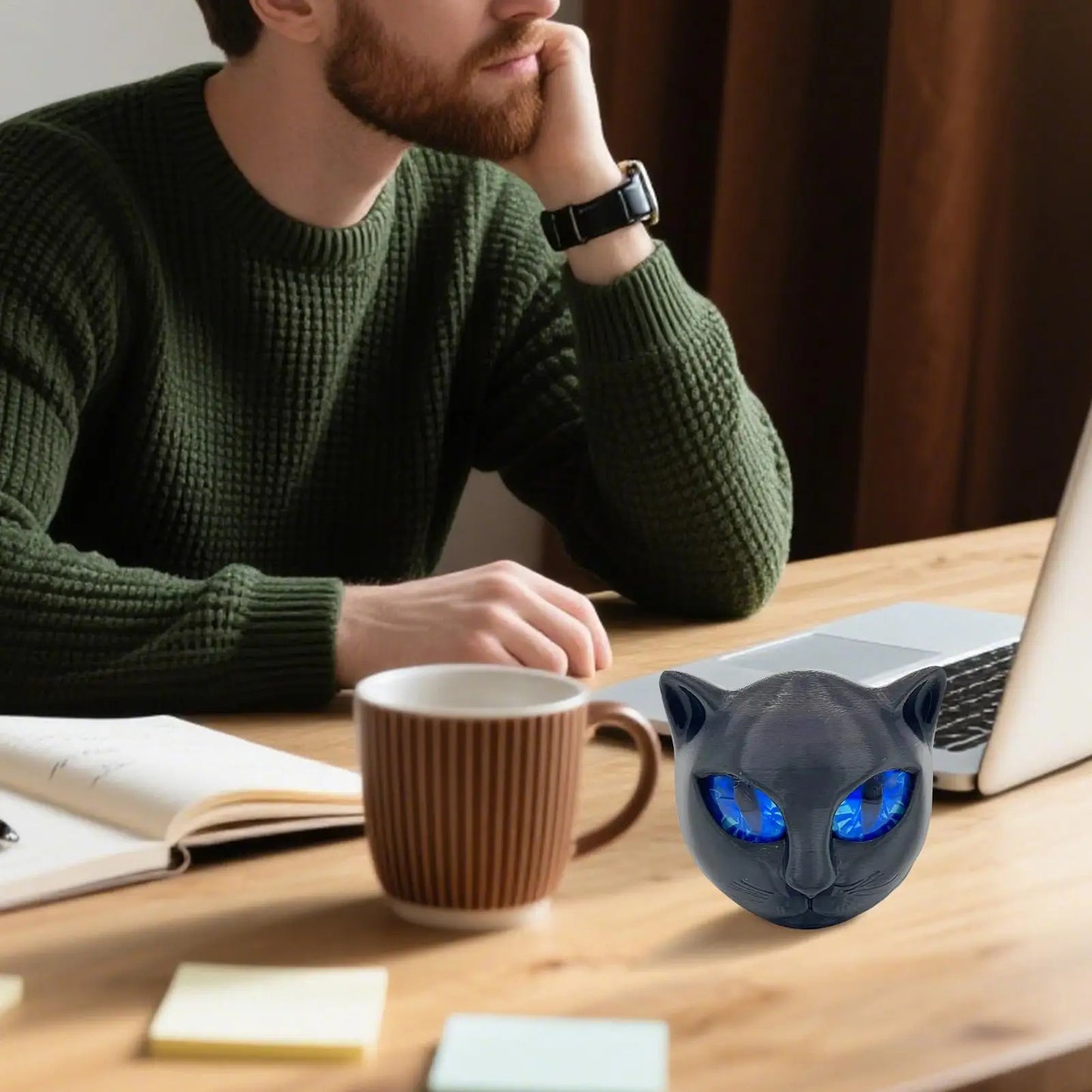Black Cat Stone Figurine Resin Cat Head Kitten Keepsake Sculpture Desktop Decor Luxury Black Cat Statue Home Desktop Decoration Peaceful Pleasures Health and Wellness