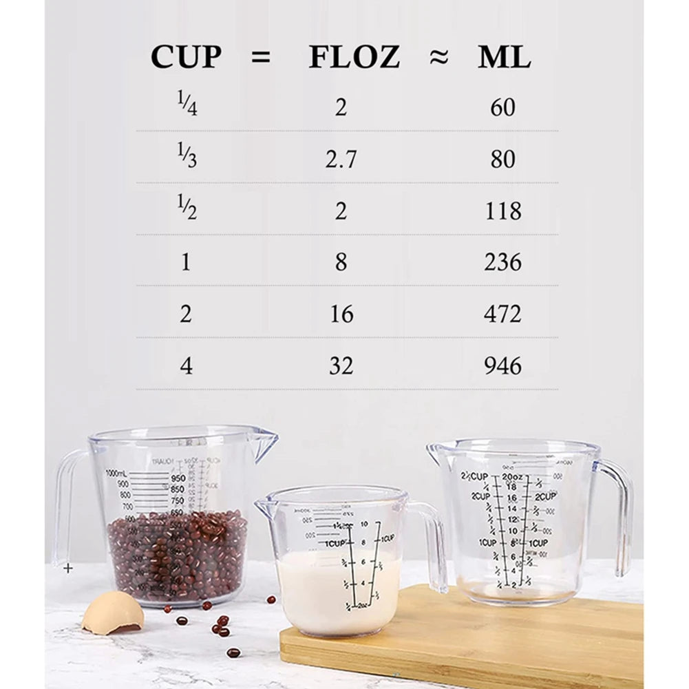 A36T-Measuring Cups Set, Liquid Measuring Cups For 3 For Kitchen Plastic Set Baking Tool Plastic Measuring Cups Transparent Peaceful Pleasures Health and Wellness