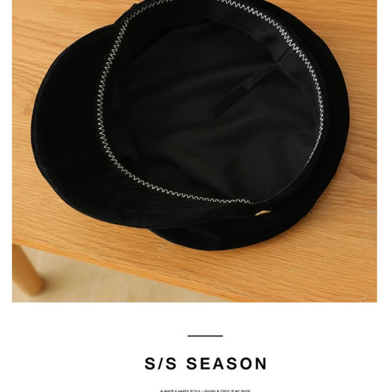 Women's Suede Newsboy Cap | Vintage Flat Top Painter Hat