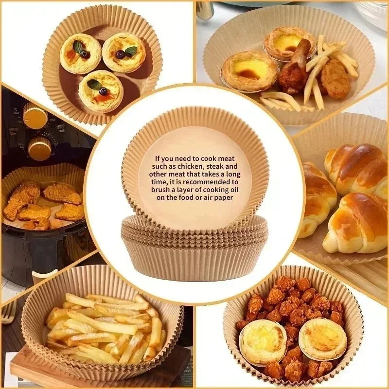 Air Fryer Parchment Paper Liners | Non-Stick, Oil-Proof 50/100 Pcs
