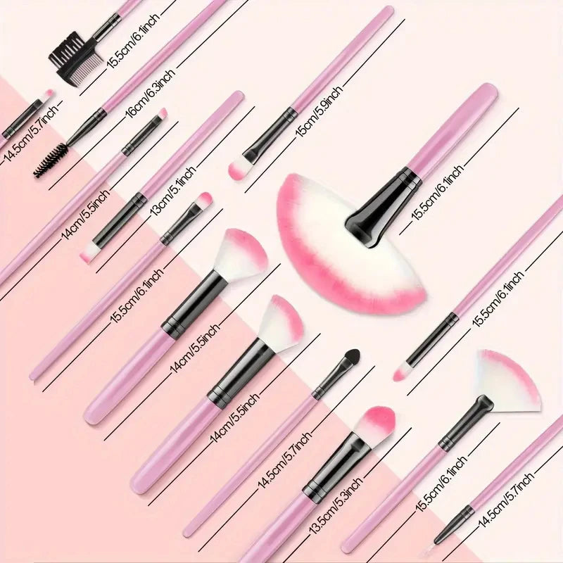 18-Piece Makeup Brush Set – Foundation, Eyeshadow & Blush