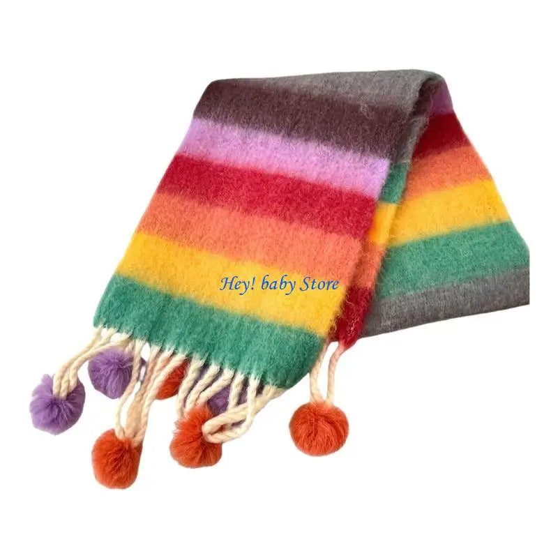 Kids Rainbow Knit Scarf | Soft Neck Warmer Ages 3–12