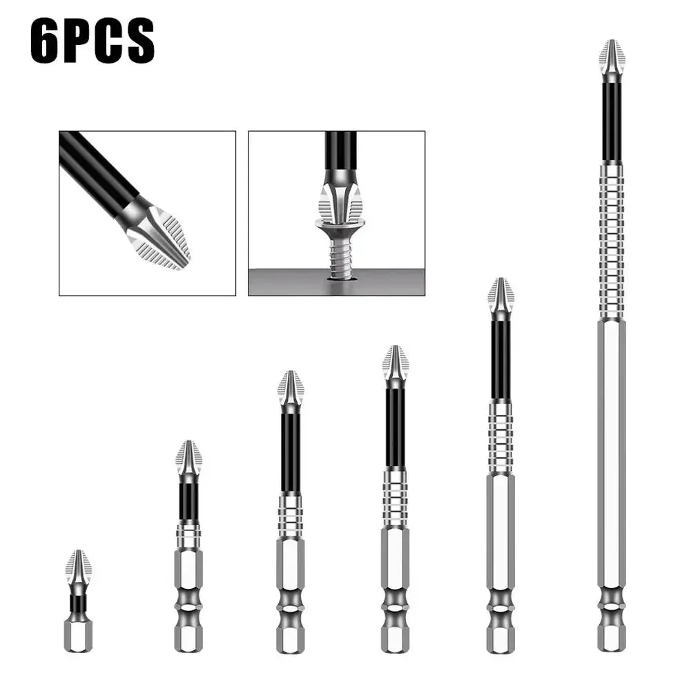 K5 High Magnetic Screwdriver Drill Bit Set Universal Anti-Slip Teeth Phillips Magnetic Electric Screwdriver Set Lengths 25-150mm Peaceful Pleasures Health and Wellness 6pcs