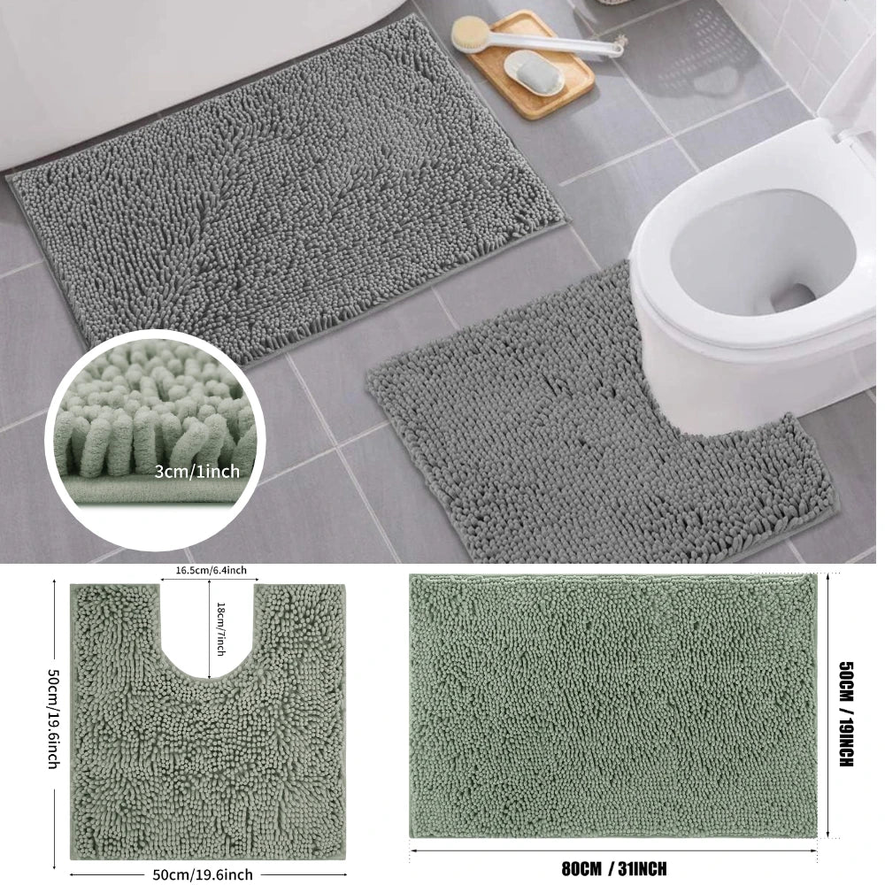 1/2Pieces Bathroom Rugs Non-Slip Chenille Bath Rug Ultra Soft Super Absorbent Bath Mat for Bathroom Toilet Tub Peaceful Pleasures Health and Wellness