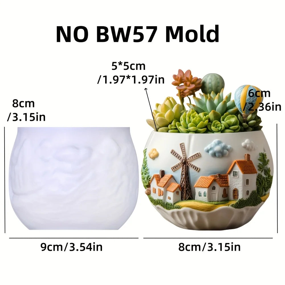 Windmill Town Silicone Mold – Resin Succulent Pot & Storage Box