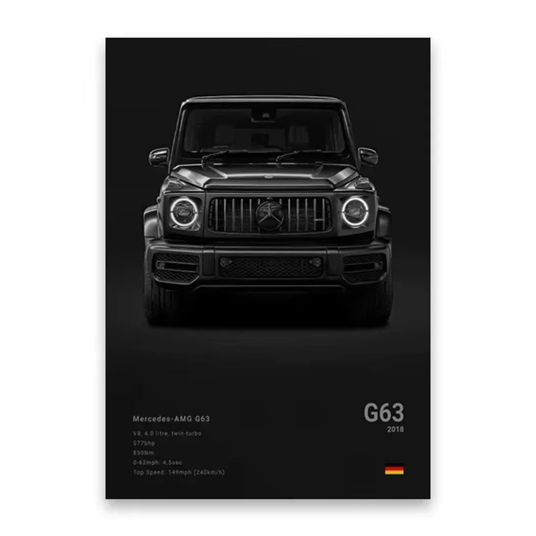 Famous Cars 918 GT3 G63 STO SLS Canvas Wall Art Print Poster Modern Home Decor Unframed Birthday Gift for Car Enthusiasts Peaceful Pleasures Health and Wellness