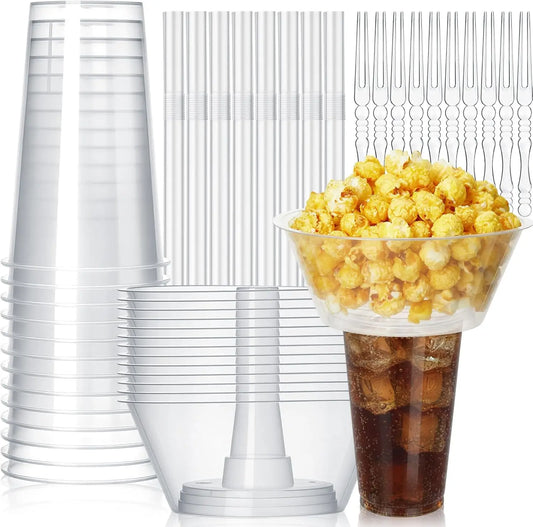 Free BPA Disposable Snack Bowl and Drink Cup Set in One for Party Takeaway Container for Drink Beverage Transparent Protest Peaceful Pleasures Health and Wellness