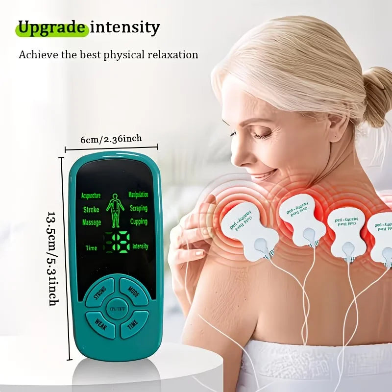 3-in-1 / Unit & Massager Device with Portable Muscle Stimulator Suitable for Back, Full Body, USB/Battery-Powered, Multi-Intensi Peaceful Pleasures Health and Wellness light green
