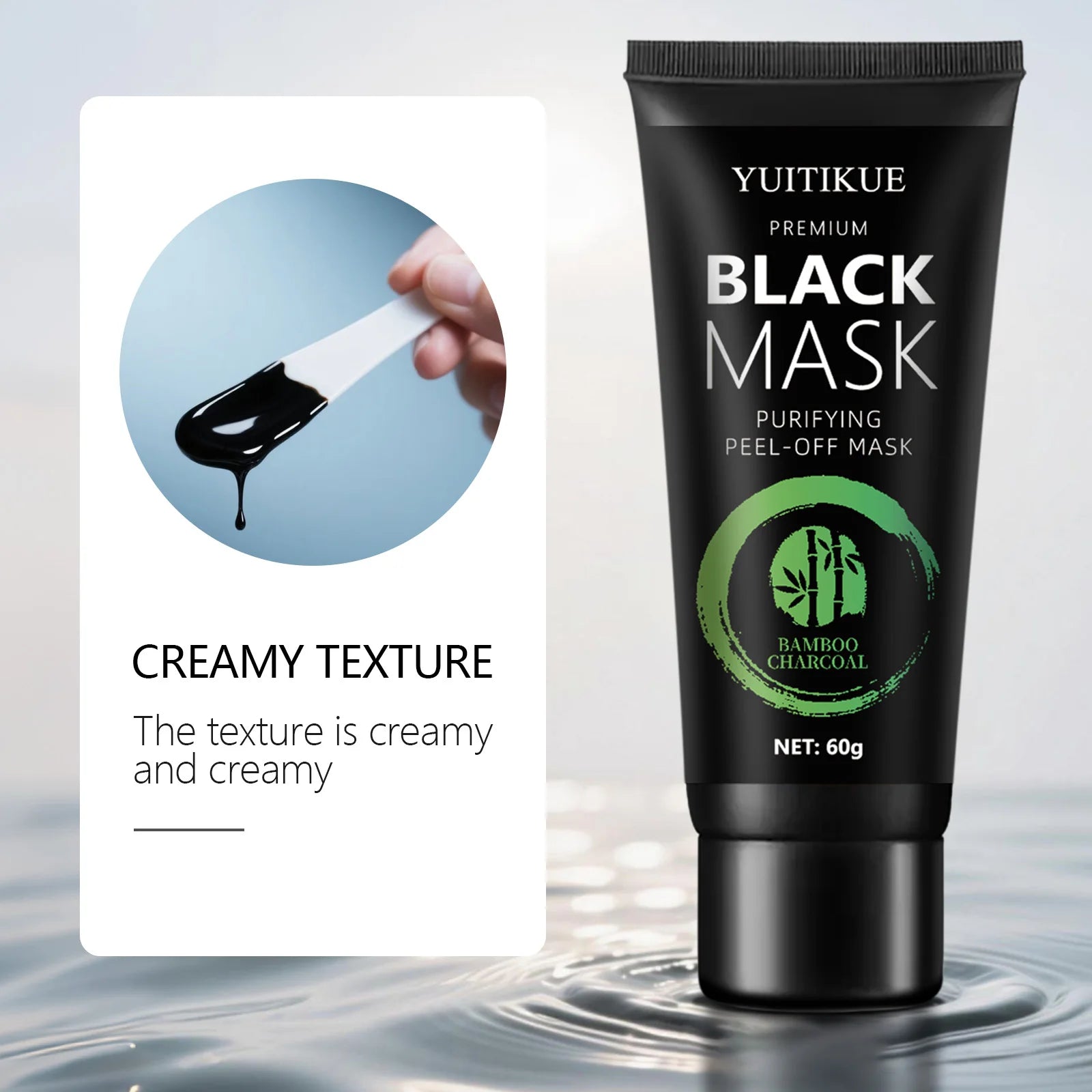 Bamboo Charcoal Black Mask 60g - Anti-Wrinkle & Whitening, Deep Cleansing Peel-Off, Removes Blackheads & Impurities Peaceful Pleasures Health and Wellness