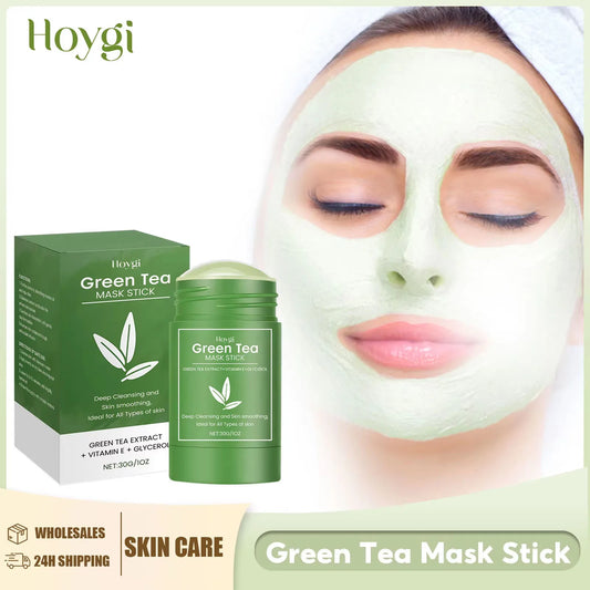 HOYGI Green Tea Cleansing Mask Blackhead Removal Anti Acne Oil Control Shrink Pores Purifying Reduce Brightening Face Skin Care Peaceful Pleasures Health and Wellness