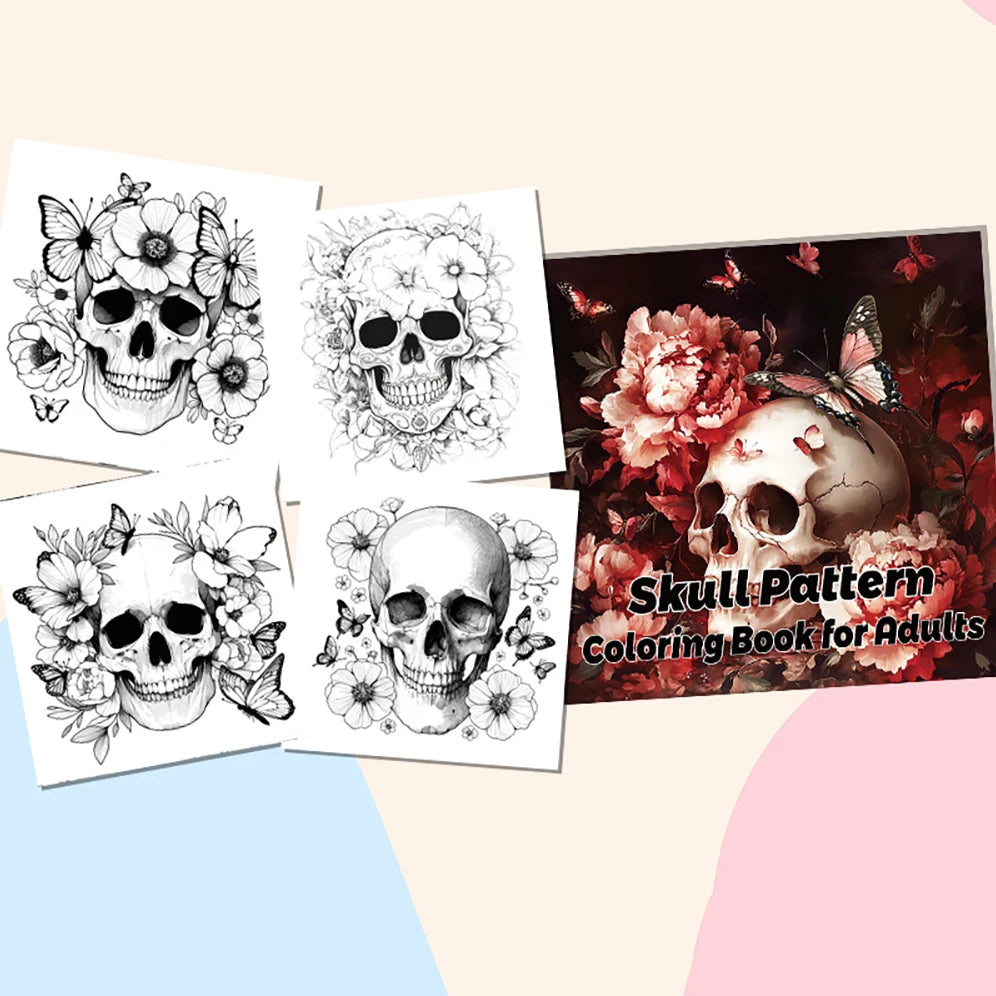 Bview Art Adult Skull Coloring Book Intricate Gothic Patterns Stress