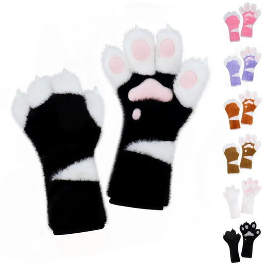 Furry Animal Claw Gloves | Plush Halloween Costume Paw Props Costume Paw Gloves Peaceful Pleasures Health and Wellness