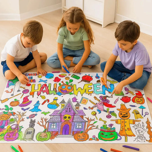 Creative Halloween Graffiti Tablecloth Handmade DIY Painting Large Coloring Posters 130x75cm Cartoon Large Paper Banner Peaceful Pleasures Health and Wellness