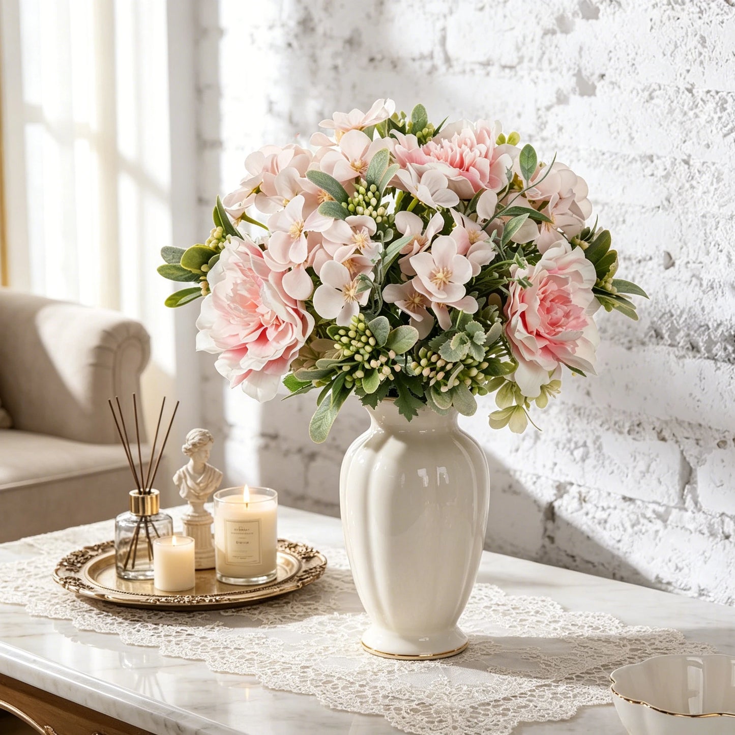 Artificial Silk Peony Bouquet | Wedding & Home Decor Flowers