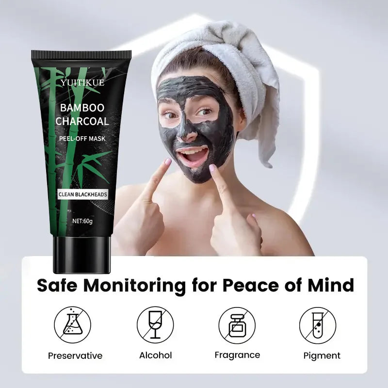 YUITIKUE Bamboo Charcoal Peel-Off Mask 60g - Deep Cleansing & Blackhead Removal, Purifies Pores, Skin Care Treatment Peaceful Pleasures Health and Wellness