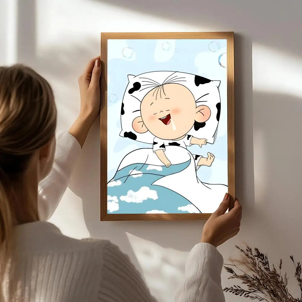 Cartoon B-Big Ear Tutu Poster HD Self Adhesive Waterproof Wall Art Ideal for Home Office Dorm Bedroom Great Gift Peaceful Pleasures Health and Wellness White3 30X40cmNoframe