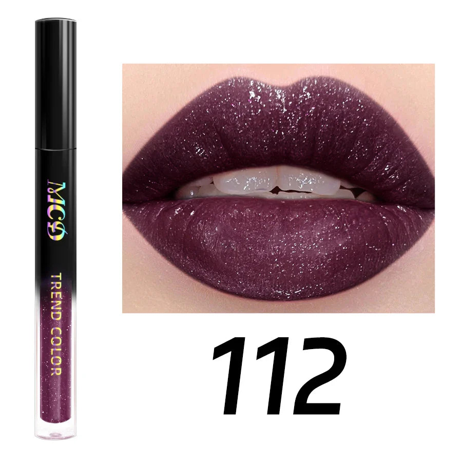MCD 15-Shade Glitter Lip Gloss | Pearl Shimmer Liquid Lipstick