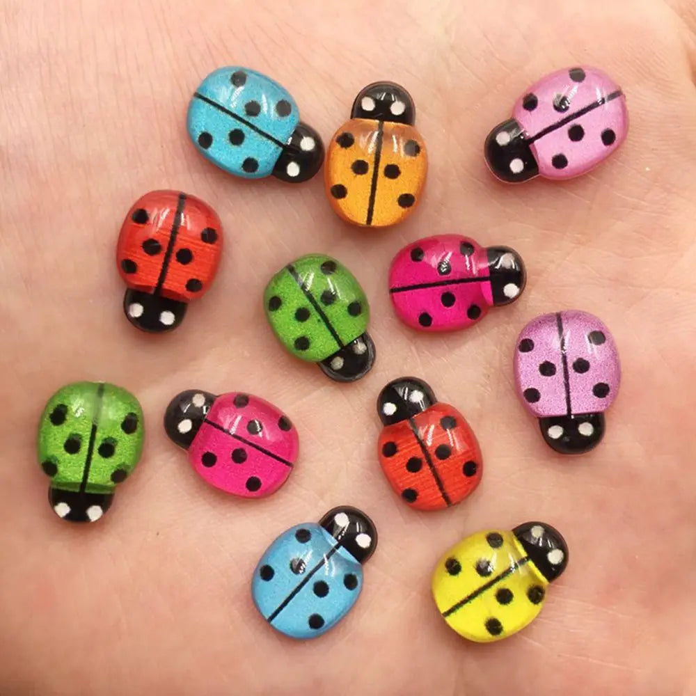 Red Beetle Resin Flatback Cabochons 60pcs – DIY Craft Embellishments