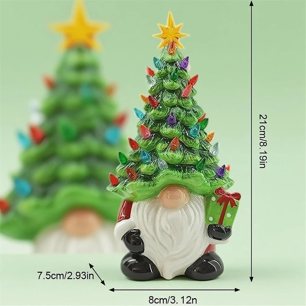 LED Lighted Christmas Gnome Resin Tabletop Decoration
