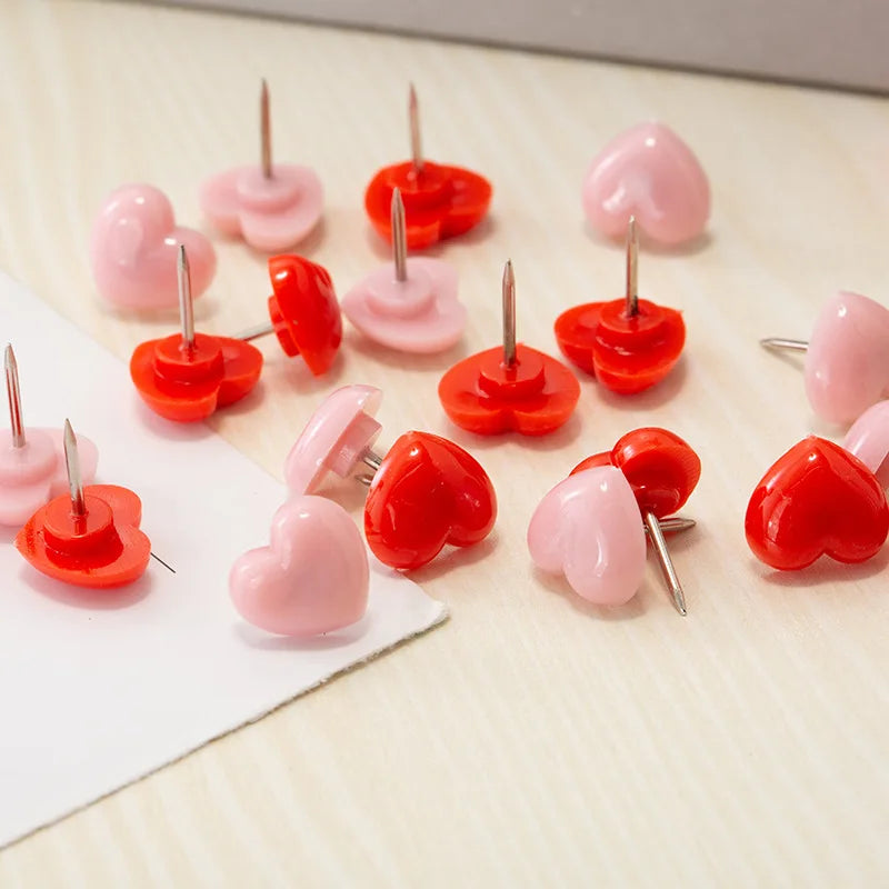 Plastic Heart Push Pins Red Pink Decorative Thumb Tacks Cork Board
