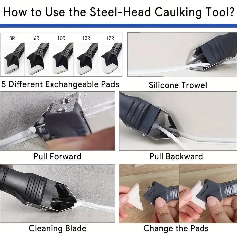 15-Piece Silicone Caulking Tool Set – Kitchen & Bathroom