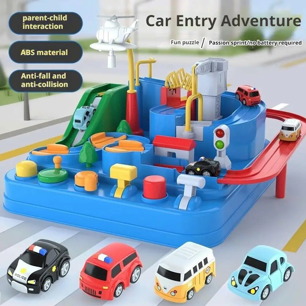 Kids Mechanical Racing Car Track Toy – Battery-Free Brain Game Car Track Toy Set Peaceful Pleasures Health and Wellness