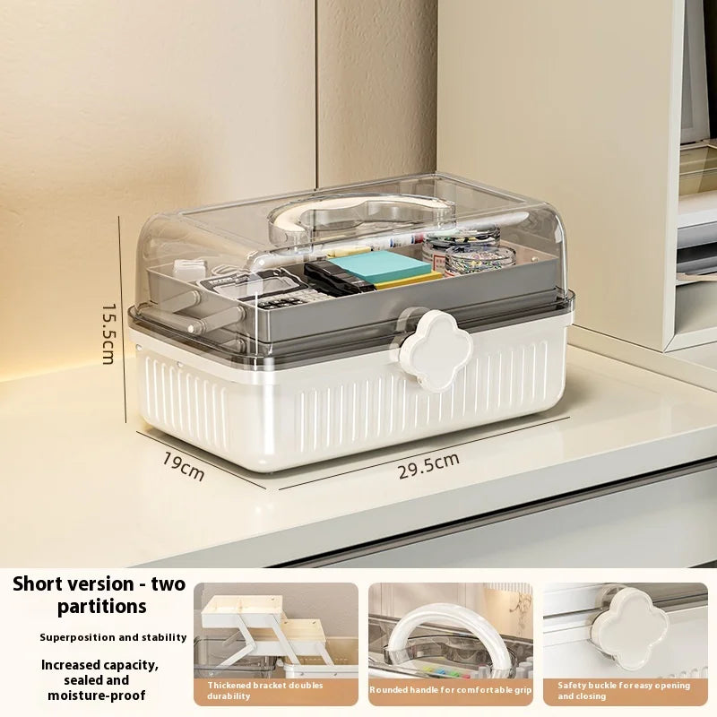 Portable Plastic Desktop Storage Box with Handle | Home Organizer