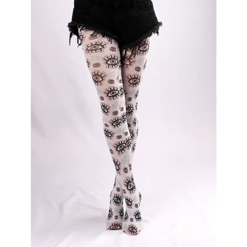Evil Eyes Tight women Spring New Women Sheer Sexy Tattoo Printed Pantyhose Tights Stockings Anti-Hook Women's Socks Peaceful Pleasures Health and Wellness