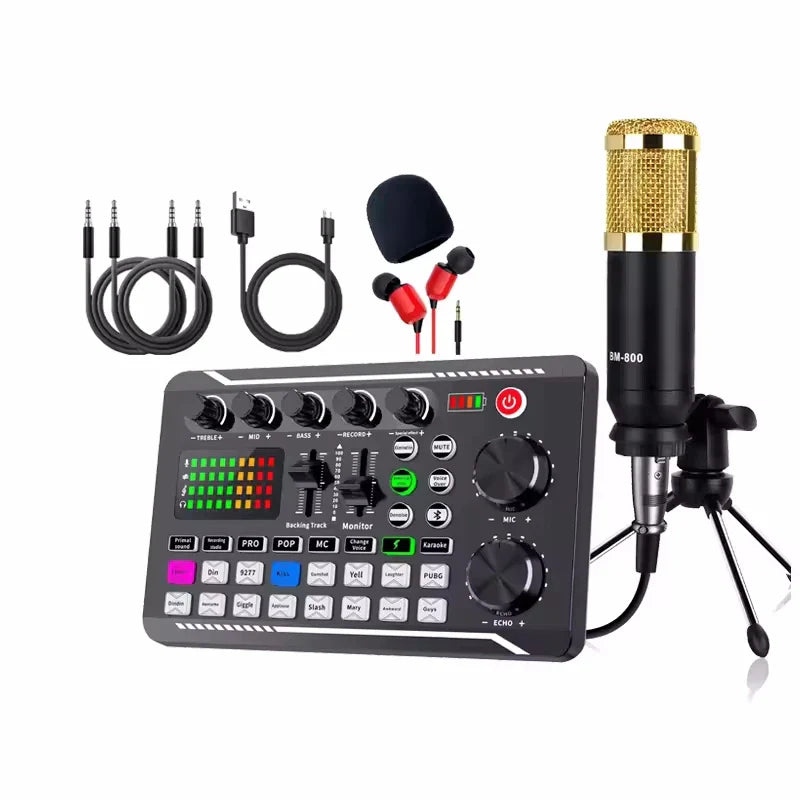 AyeBeau F988 Bluetooth Sound Card Mixer & Condenser Mic