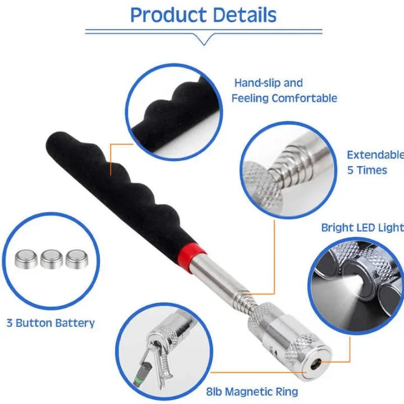 Telescopic Magnetic Pickup Tool with LED Light | 1/3/5 Pack