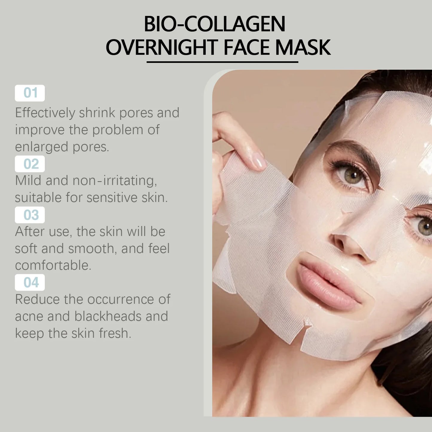 Bio Collagen Face Mask Lifting Firming Anti-aging Shrink Pore Brightening Korean Skin Care Moisturizing Refreshing Sheet Mask Peaceful Pleasures Health and Wellness