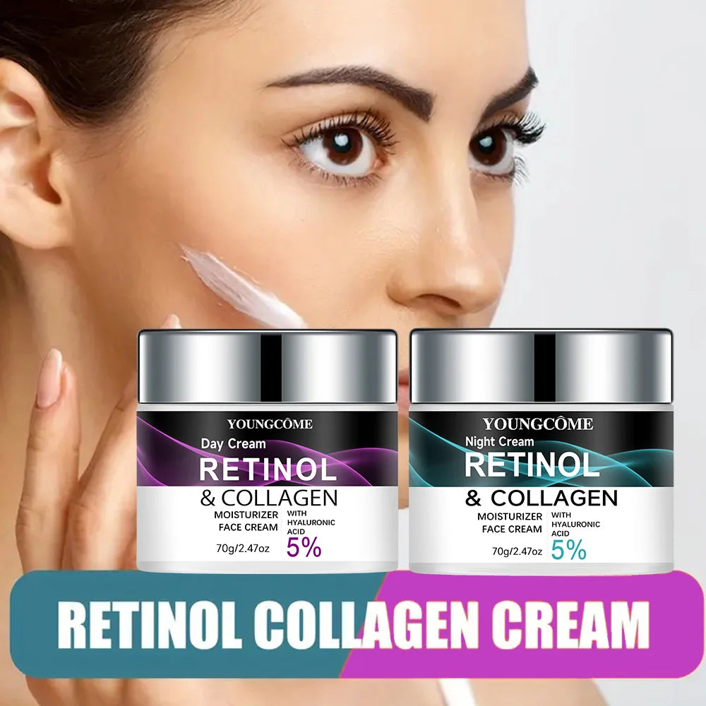 Retinol & Collagen Day Night Moisturizer with Hyaluronic Acid - Hydrating Face Cream for Tender Skin | All Skin Types Organic Fo Peaceful Pleasures Health and Wellness