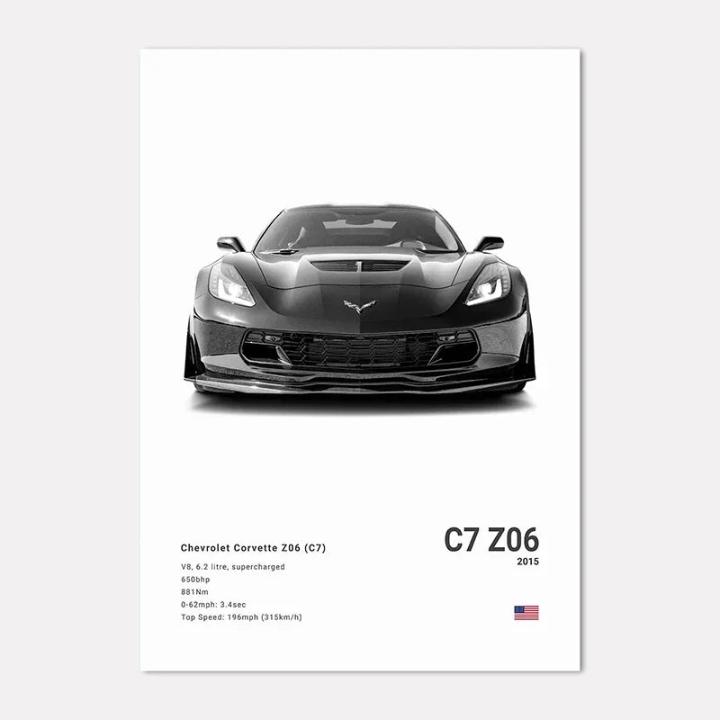 Famous Cars IE GT Canvas Wall Art Print Poster C C C Home Decor Modern Mural Unframed Birthday Gift Peaceful Pleasures Health and Wellness