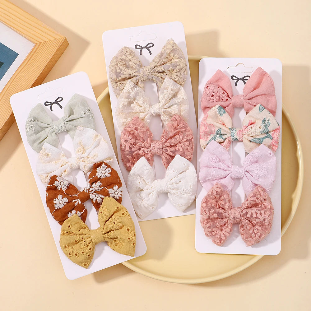 Lovely Cotton Bowknot Clips Safe Hairpins Girl Fresh Pastoral