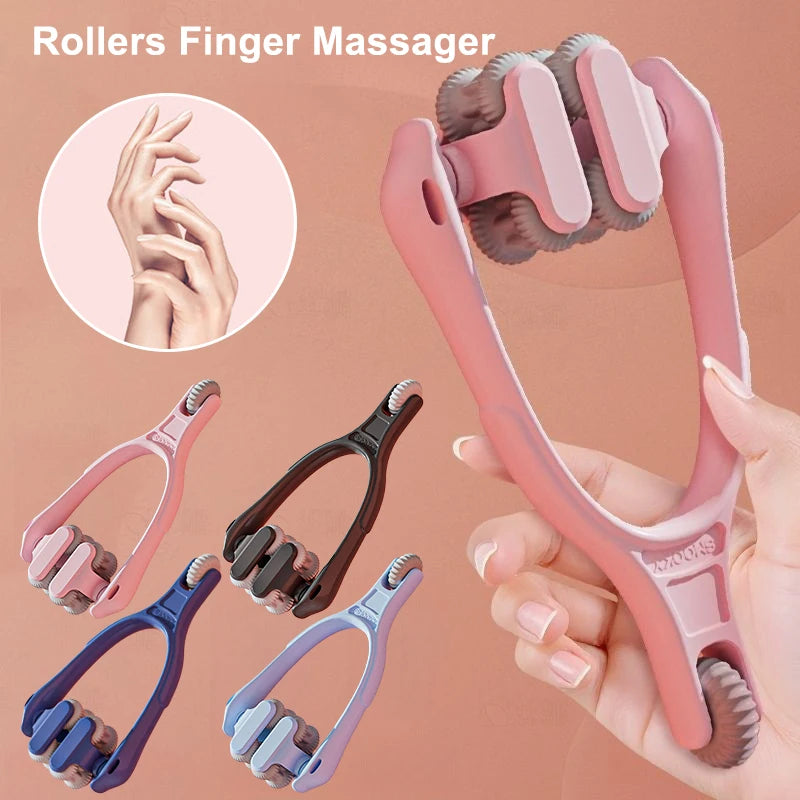 Finger Massager Dual-Row Roller Design Easy Use Relieve Finger Fatigue Portable Finger Joints Massager With Elastic Handle Peaceful Pleasures Health and Wellness
