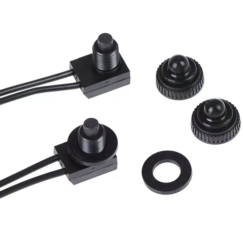 2PCS 12V Waterproof Push Button On-Off Switch With 4" Lead Wire Black Peaceful Pleasures Health and Wellness