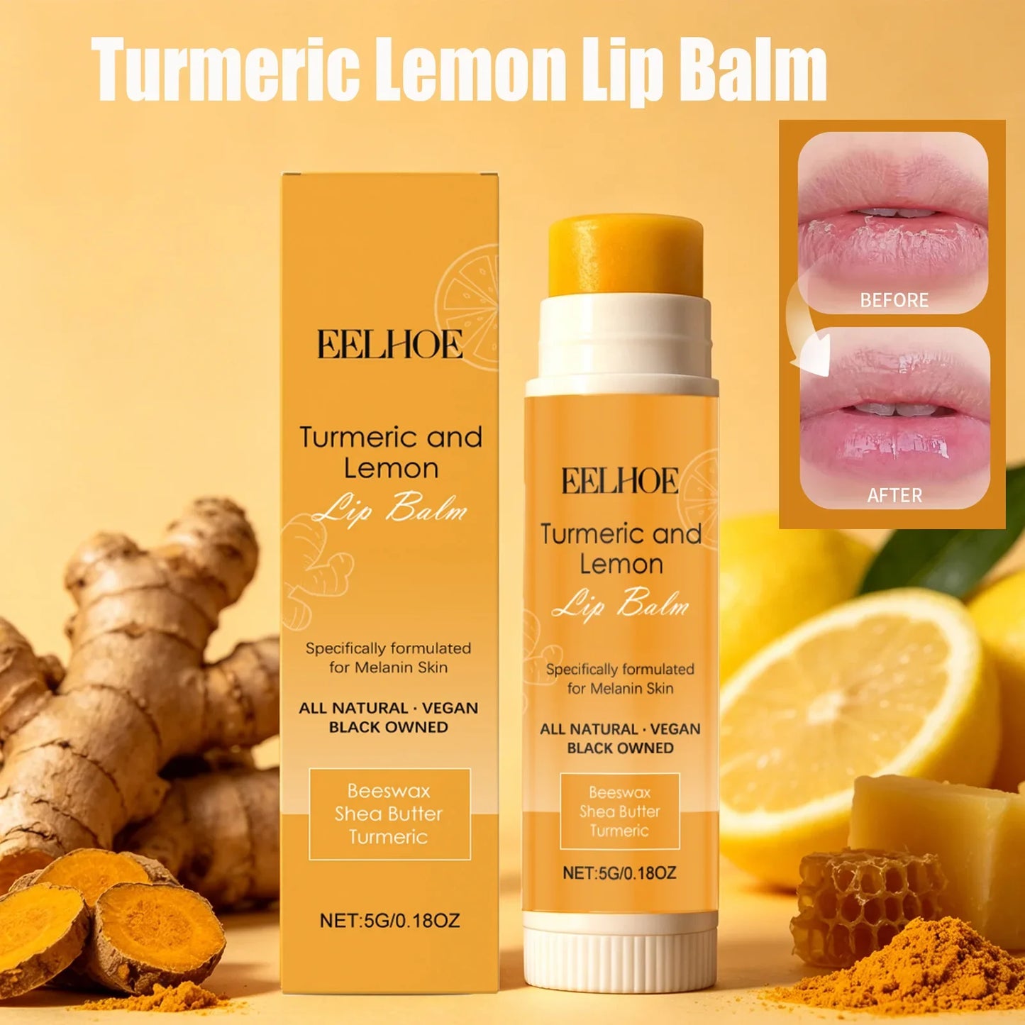 Eelhoe Turmeric Lemon Lip Balm – Brightening & Moisturizing