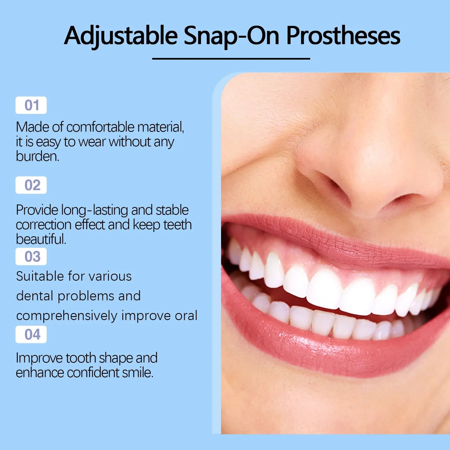 Snap-On Teeth Veneers – Adjustable Adult Fake Tooth Set