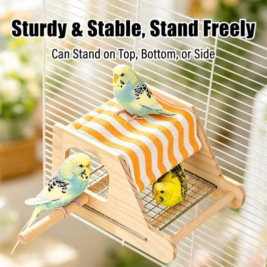 Wooden Bird House for Cage | Nest for Conure Lovebird Cockatiel Bird Cage Nest Peaceful Pleasures Health and Wellness CN