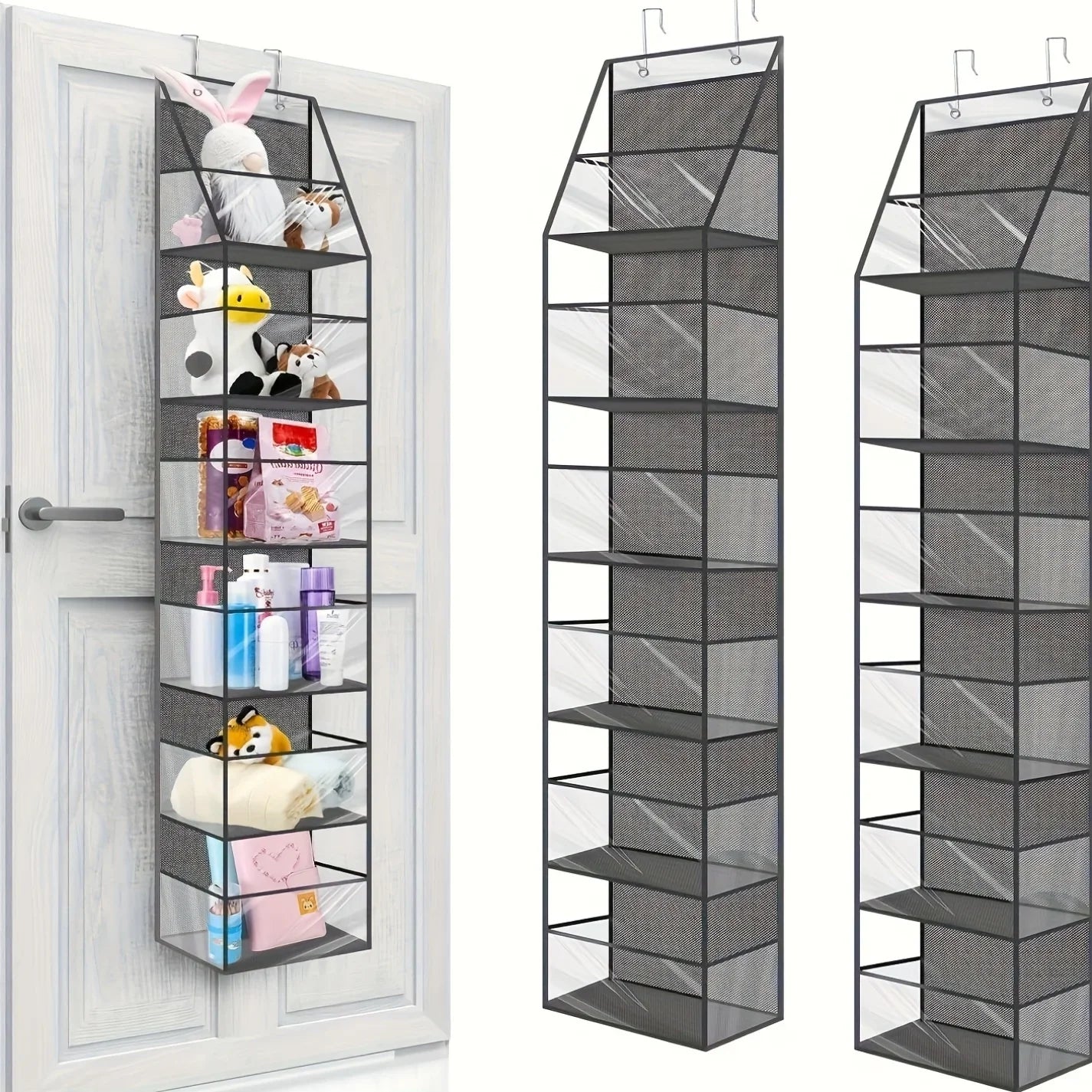 Door-Mounted Yarn Organizer – 6 Clear Bags & 2 Hooks