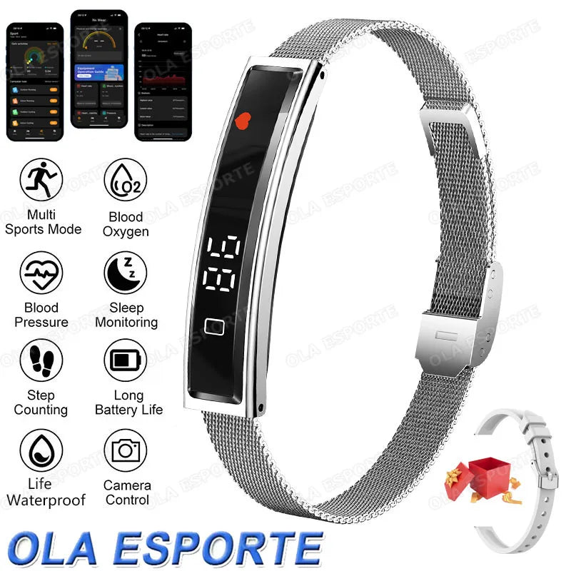 New Men Sports Smart Bracelet Heart Rate Fitness Tracker IPX8 Waterproof Smart Band Pedometer Call Reminder Smartwatches Women Peaceful Pleasures Health and Wellness SilverMilan