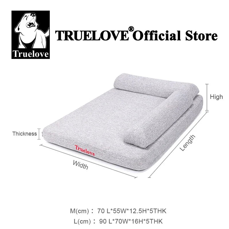 Truelove Memory Foam Pet Bed with Pillow | Linen | TLX1211 Peaceful Pleasures Health and Wellness
