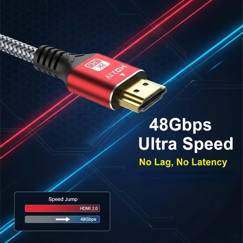 48Gbps HDMI Compatible Cable 8K 60Hz 0.5m 1m 1.5m 2m HDMI Compatible 2.1 Cable 4K 120Hz HDR 3D Effect Video For HDTV PC Peaceful Pleasures Health and Wellness