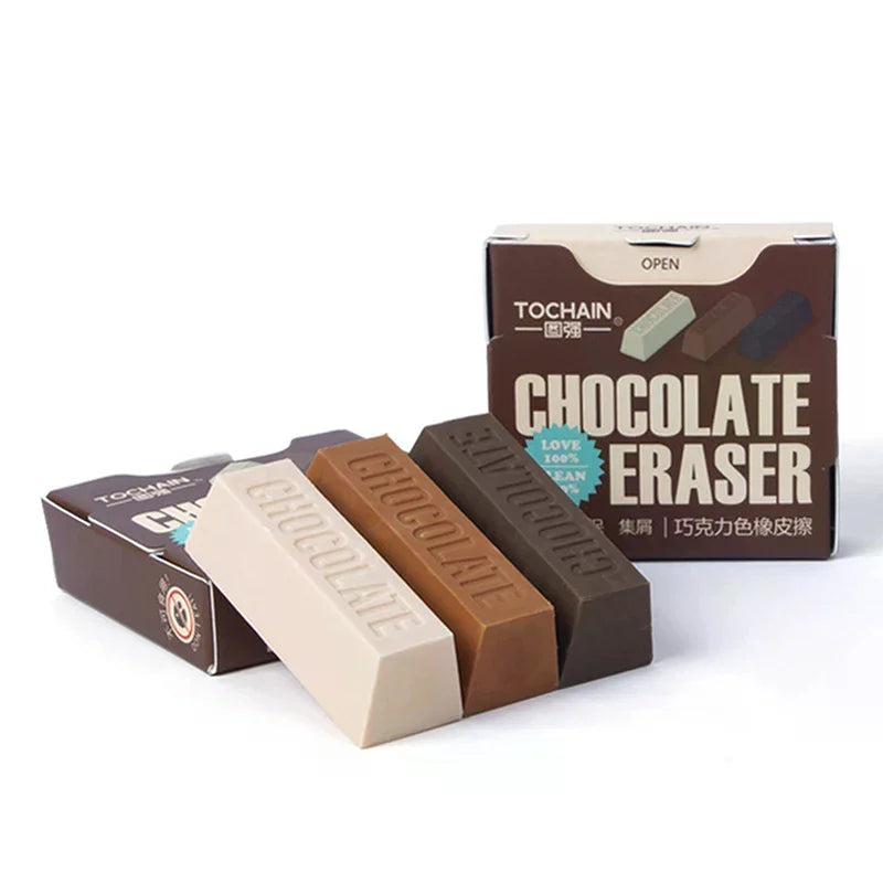 3-Pack Chocolate Design TPR Erasers – Fun Novelty Stationery